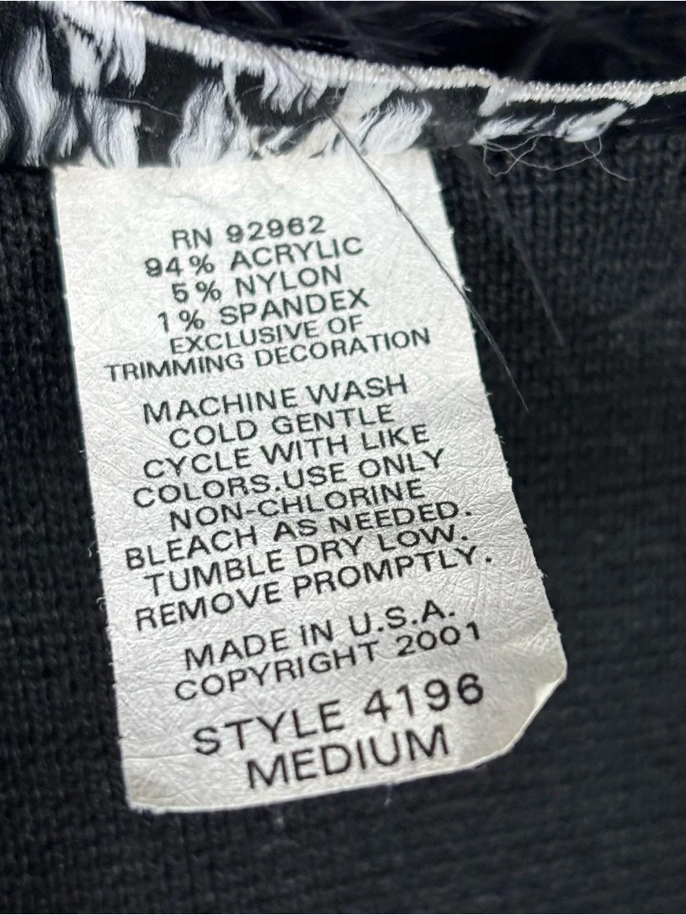 Vintage 90s Y2K Cardigan Sweater Top Black Feather Trim Grunge Punk Anime Sz M